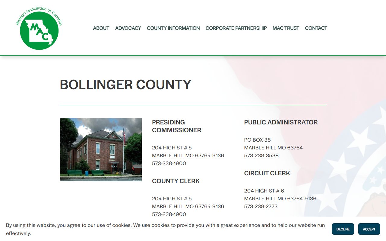 Bollinger County Circuit Clerk Missouri Association of Counties directory