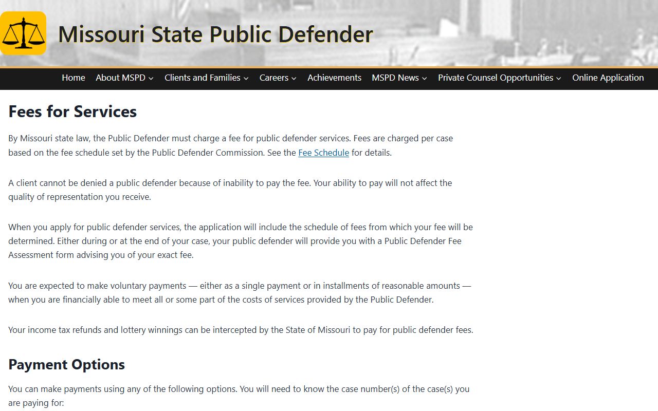 Bollinger County arrest records public defender fee information