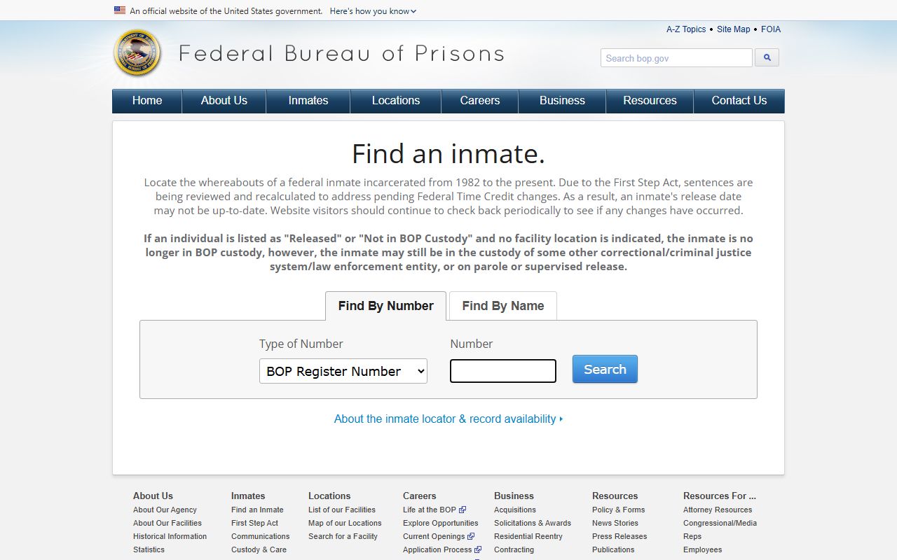 Bollinger County inmate related federal Bureau of Prisons locator