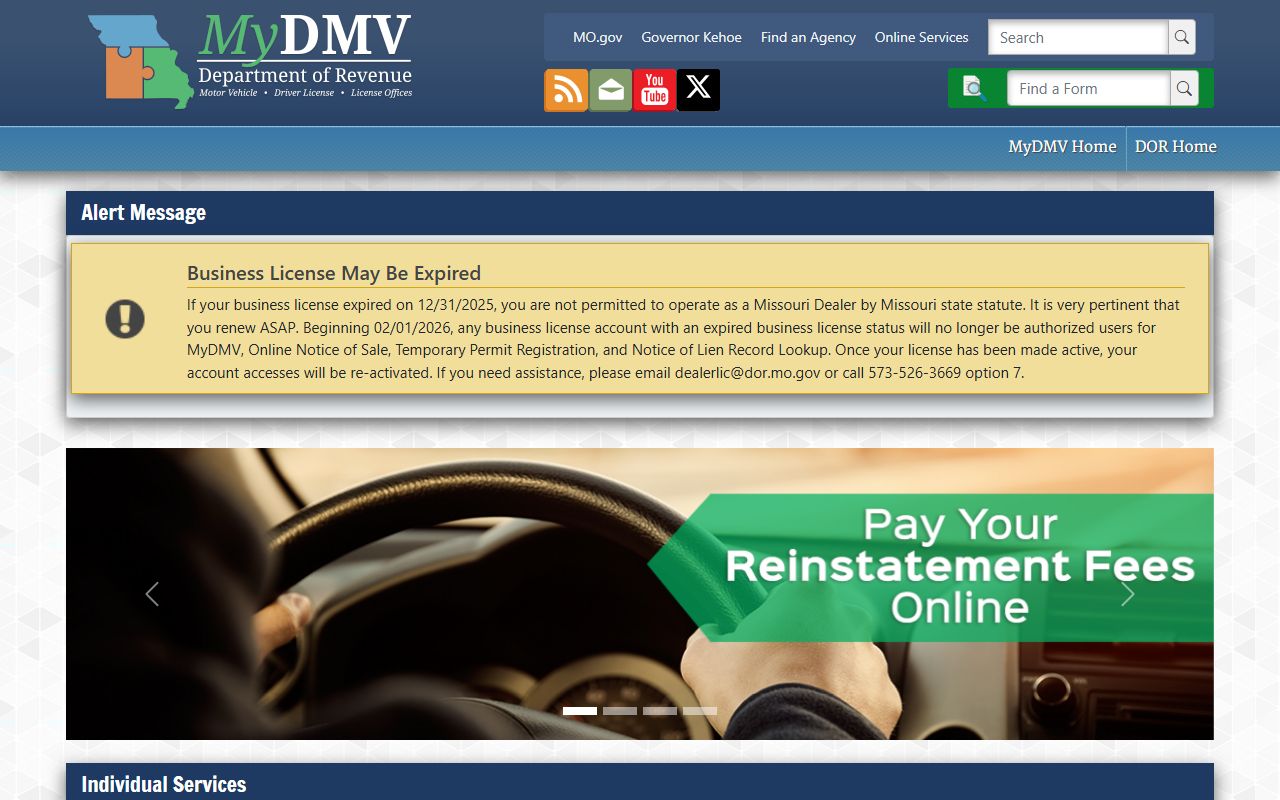 Bollinger County traffic court records and Missouri MyDMV driver services